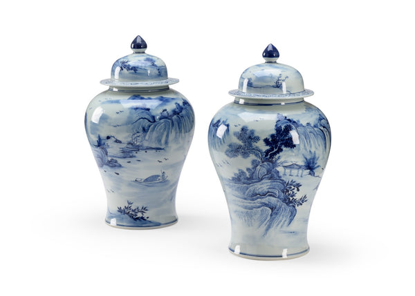 Wildwood Blue Hand-Painted Porcelain Vase 21" Tall — Qing-Inspired Blue-And-White Decorative Centerpiece 301898