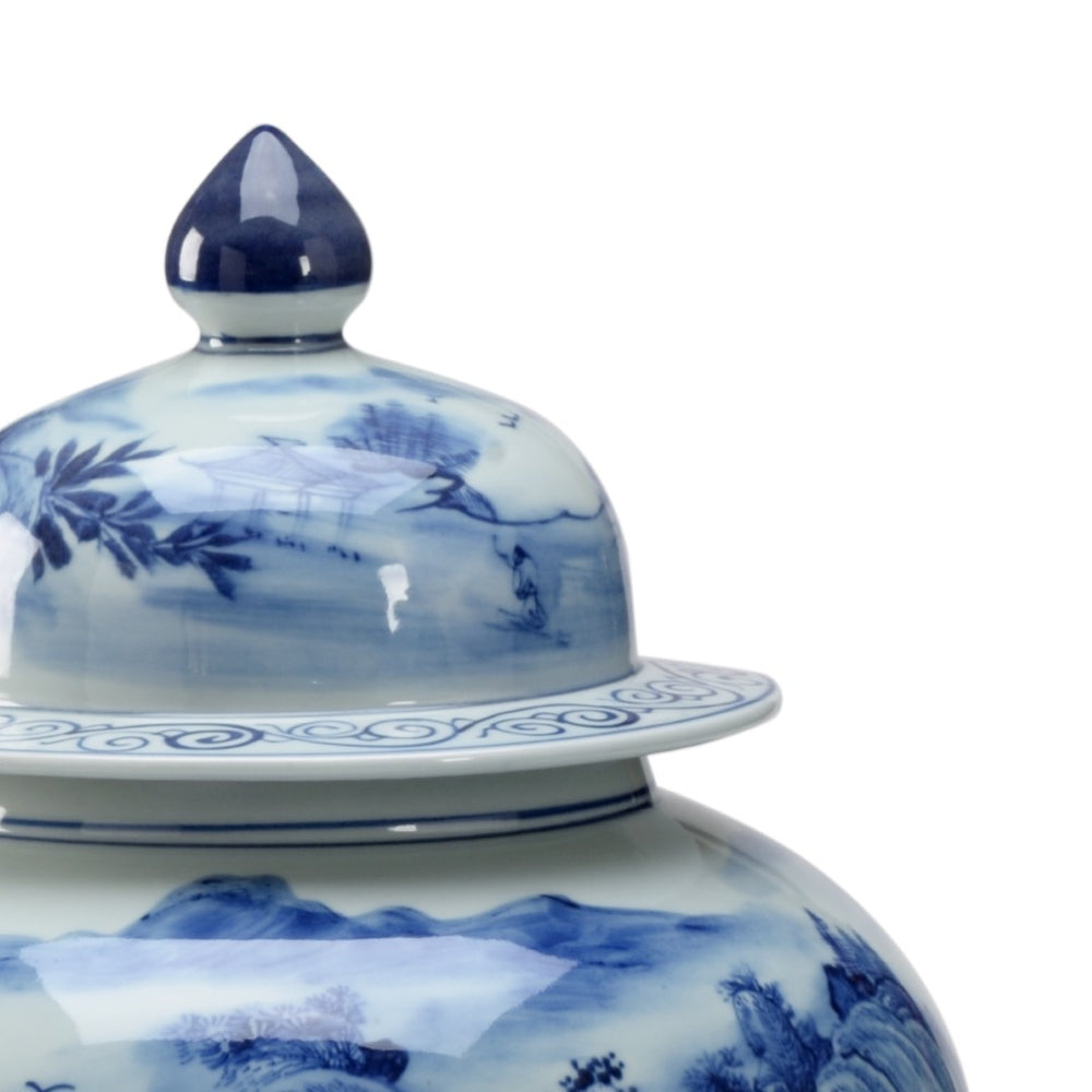 Wildwood Blue Hand-Painted Porcelain Vase 21" Tall — Qing-Inspired Blue-And-White Decorative Centerpiece 301898