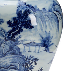 Wildwood Blue Hand-Painted Porcelain Vase 21" Tall — Qing-Inspired Blue-And-White Decorative Centerpiece 301898