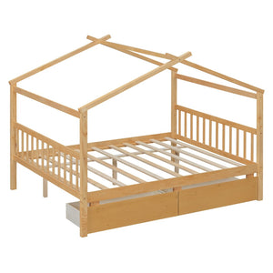 English Elm Twin House Bed Solid Pine Kids Cottage Frame with Storage Drawers Imaginative Room N708P309247M
