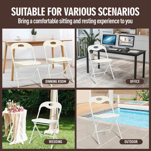 English Elm 4-pack Powder-coated Steel Folding Chairs Faux Leather Seat Stackable Indoor Outdoor W2071P368564