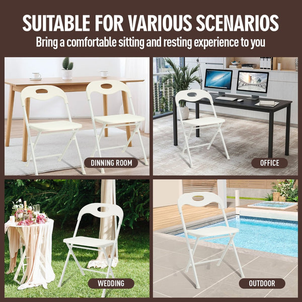 English Elm 4-pack Powder-coated Steel Folding Chairs Faux Leather Seat Stackable Indoor Outdoor W2071P368564