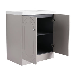 English Elm 30" Freestanding 30" Freestanding Bathroom Vanity with White Resin Sink, Soft-Close Doors, 3 Handles, Adjustable Shelf, Eco Plywood Finish W999S00335