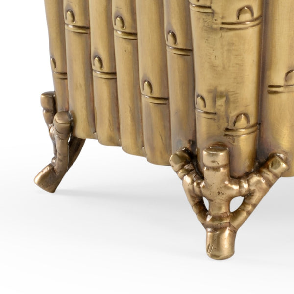 Wildwood Square Bamboo Planter Antique Brass 7" X 8.5" Textured Bamboo Motif For Succulents & Decor 301914