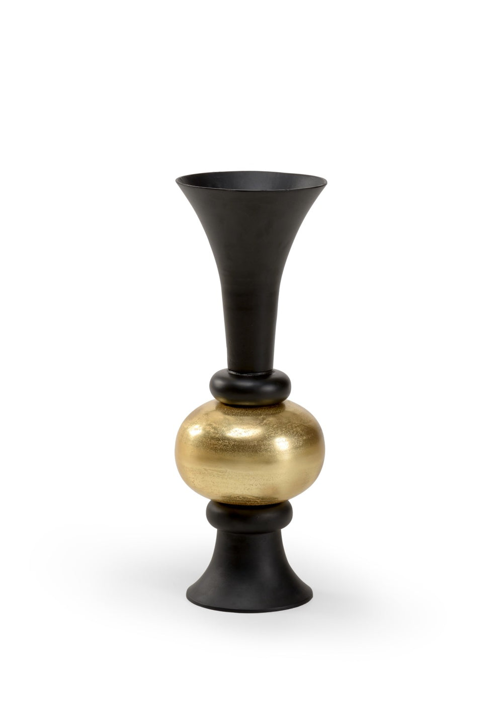 Wildwood Beu Oversized Black And Gold Trumpet Floor Vase — Dramatic Flared Opening, Luxe Accent For Modern Interiors 27.5h x 10w x 10d 301924
