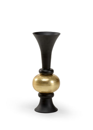 Wildwood Beu Oversized Black And Gold Trumpet Floor Vase — Dramatic Flared Opening, Luxe Accent For Modern Interiors 27.5h x 10w x 10d 301924