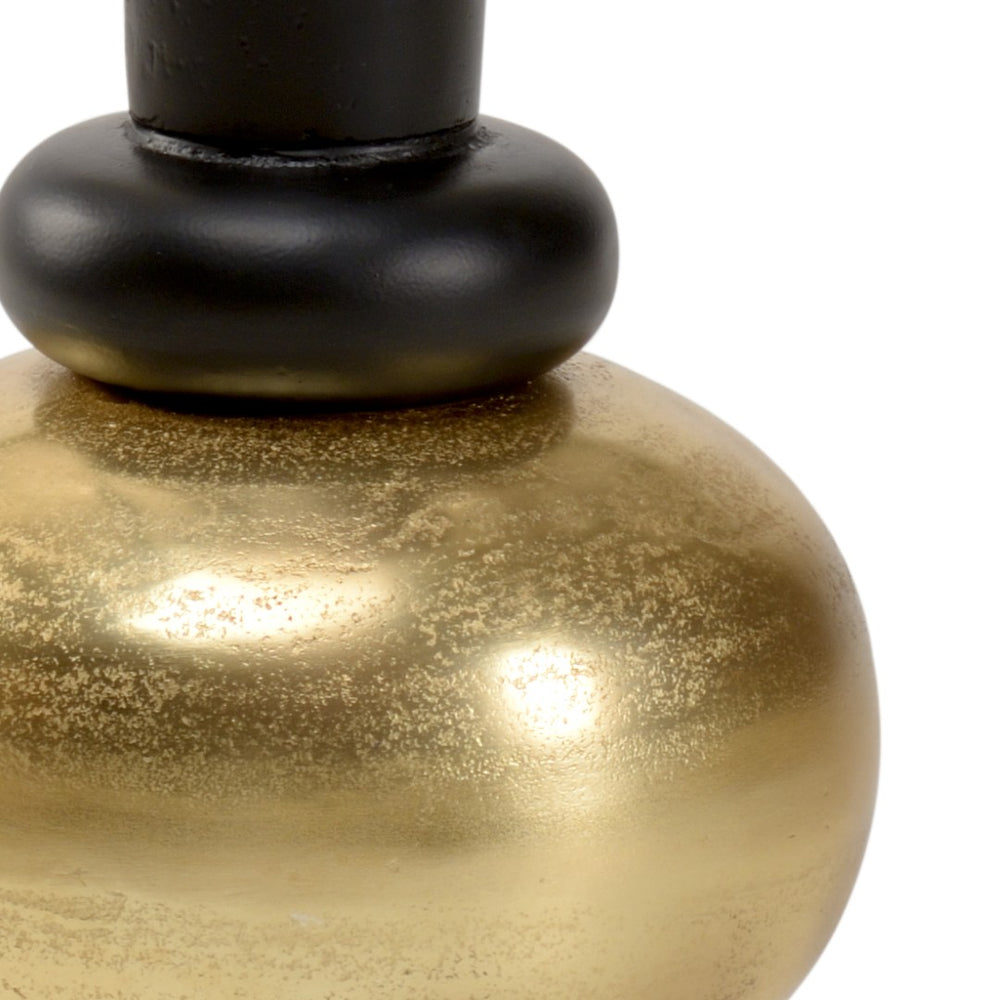 Wildwood Beu Oversized Black And Gold Trumpet Floor Vase — Dramatic Flared Opening, Luxe Accent For Modern Interiors 27.5h x 10w x 10d 301924