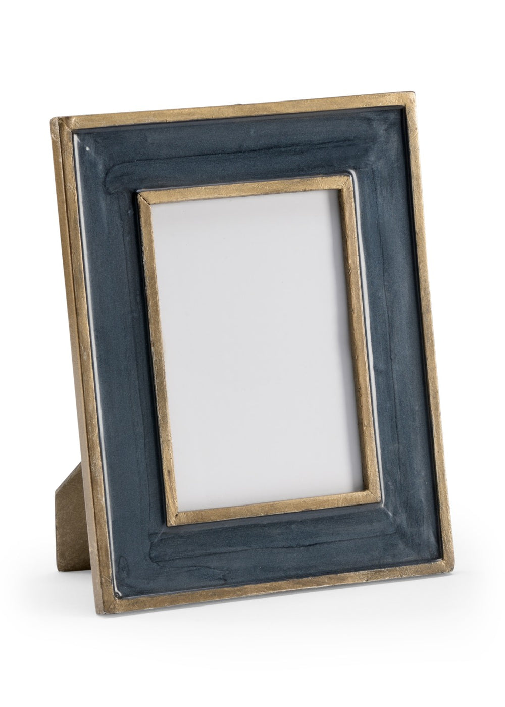 Wildwood Teal Enamel Photo Frame With Antique Gold Trim, Glass Front & Dual-Orientation Easel For Desk Decor 301929
