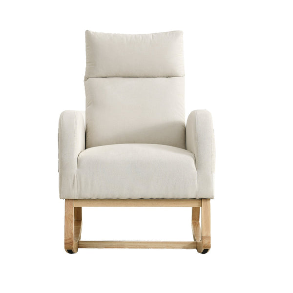 English Elm Welike 27.6"W Teddy Fleece High Back Rocking Chair with Side Pockets, Wooden Frame, 250lb Capacity W834P356485