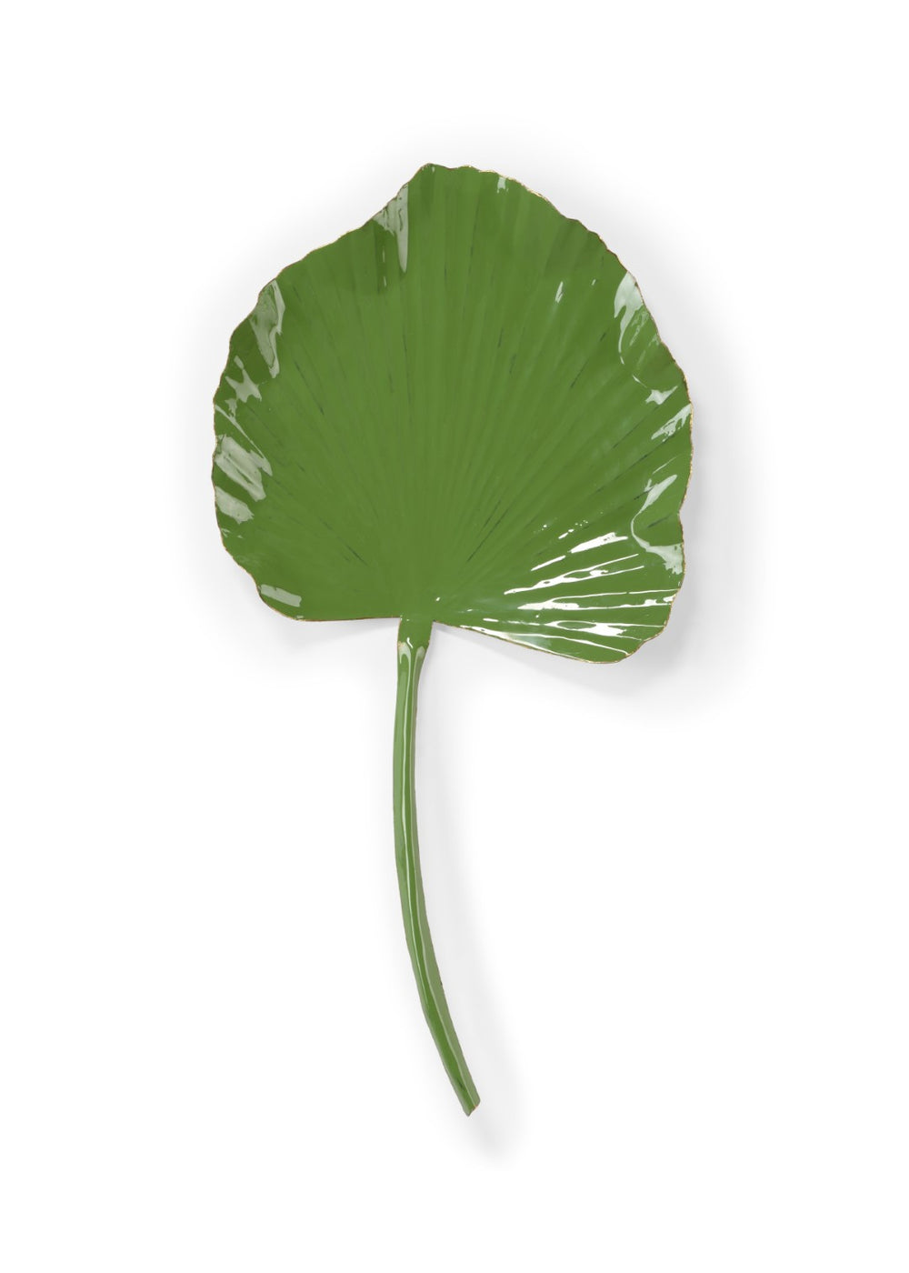 Wildwood Full Leaf Palm Glossy Green Enamel With Polished Gold Trim – Sculptural 30.5" Accent For Mantels, Tablescape Displays (Durable, Chip-Resistant Finish) 301937