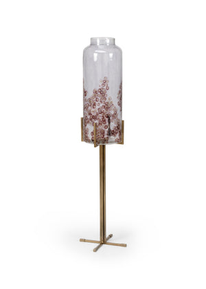 Wildwood Poets Corner Vase — Hand-Blown Glass On Slim Iron Stand With Brass Accents For Stylish Corners 49.5h x 12w x 12d 301939
