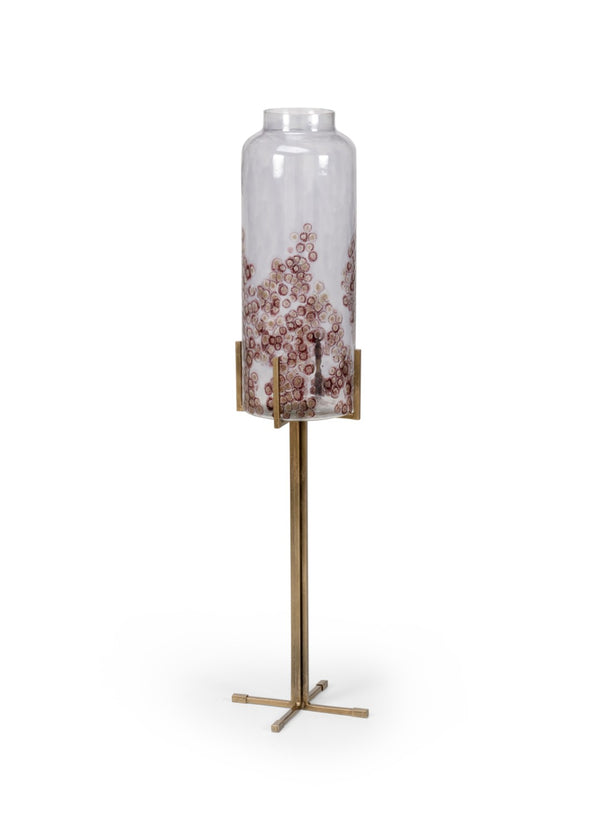 Wildwood Poets Corner Vase — Hand-Blown Glass On Slim Iron Stand With Brass Accents For Stylish Corners 49.5h x 12w x 12d 301939