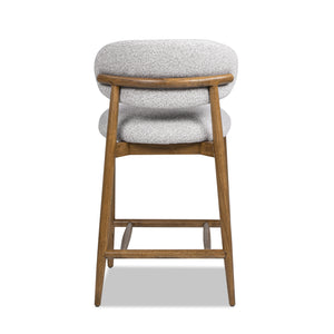 English Elm Jennifer Taylor Home - Locke Sustainable Rubberwood Counter Stool 26.5" Boucle Gray Upholstered Seat Back Modern Design B2719P238400