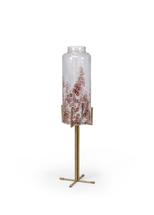 Wildwood Poets Corner Vase — Hand-Blown Glass On Slim Iron Stand With Brass Accents For Stylish Corners 44h x 12w x 12d 301940