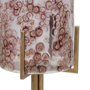 Wildwood Poets Corner Vase — Hand-Blown Glass On Slim Iron Stand With Brass Accents For Stylish Corners 44h x 12w x 12d 301940