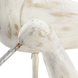 Wildwood Pier Sculptural Mango Wood Birds On Metal Stand — Hand-Carved Whitewash Accent For Mantel, Console Decor 301960