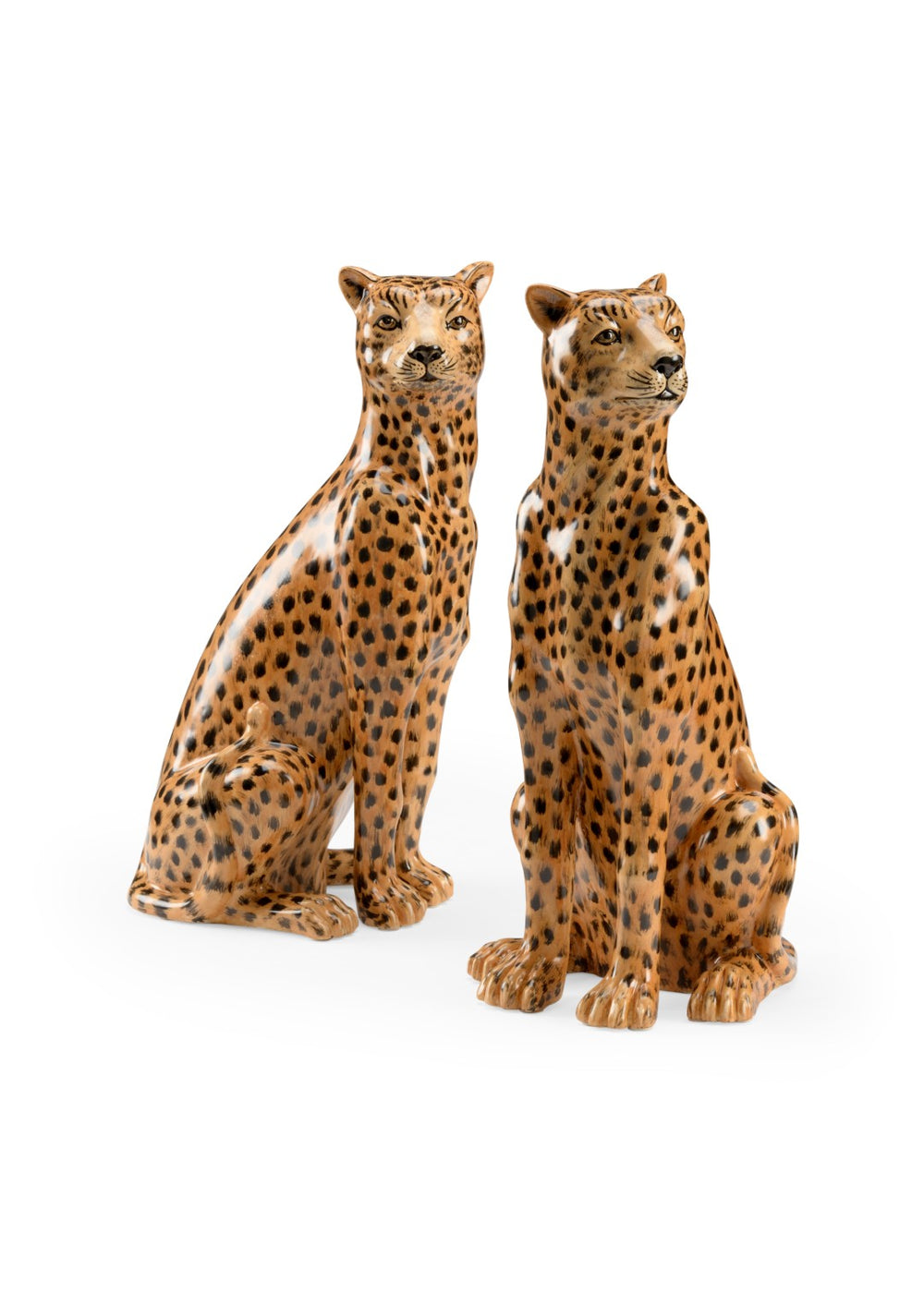Wildwood Wild Hand-Painted Ceramic Kat Pair, 24" Tall Left & Right Sculptures With Brown-Black Glaze Drama And Symmetry 301961