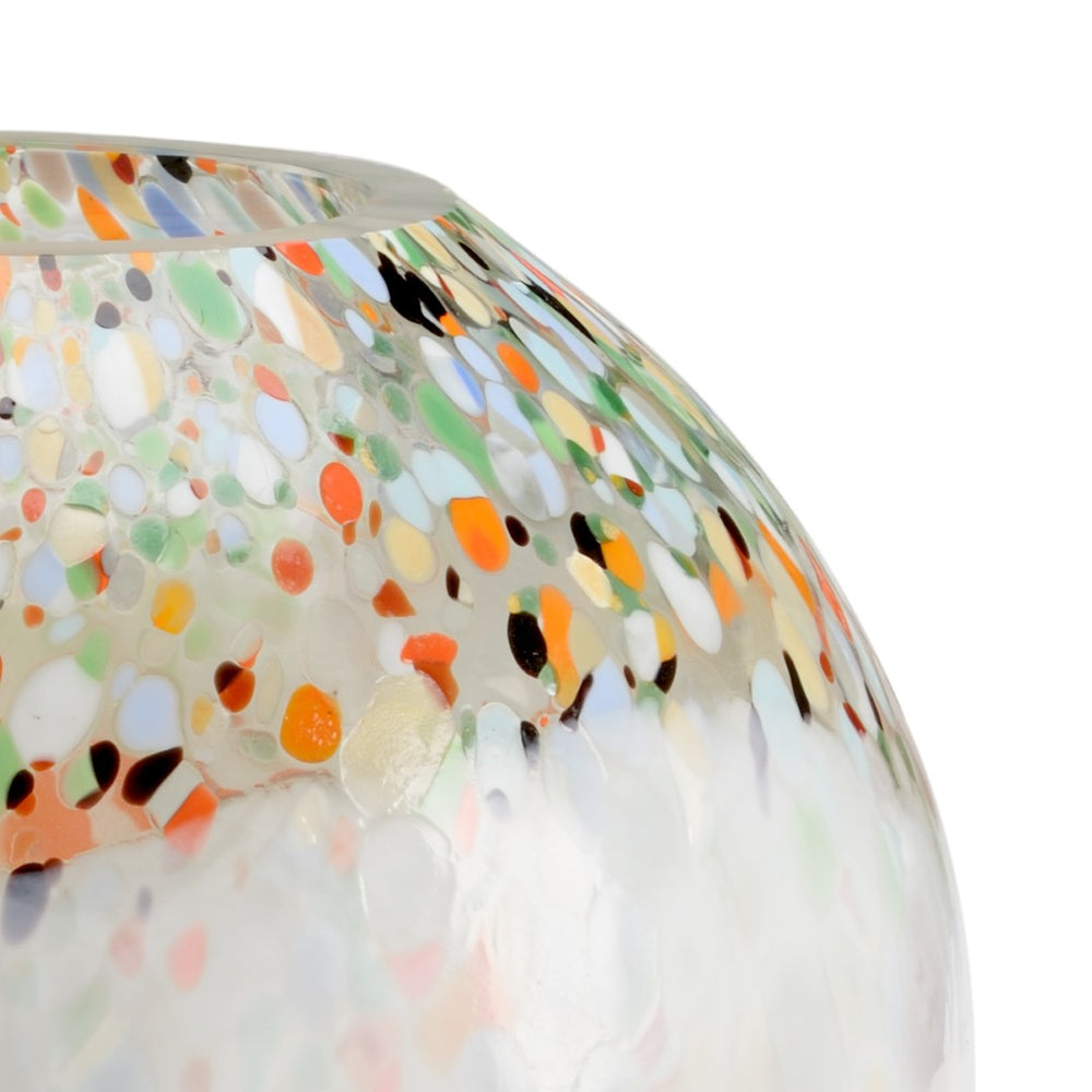 Wildwood Dottie Milk-Glass Vase With Hand-Finished Multicolor Dot Motif, 9" Decorative Accent For Tableshelves 301962