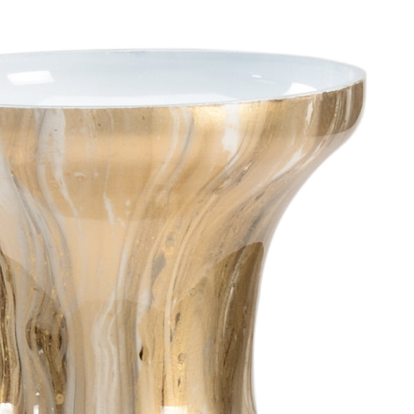 Wildwood Calacatta Glass Vase With Gold Marbling, 18" Sculptural Centerpiece For Tables, Mantels, Florals Gray 301979
