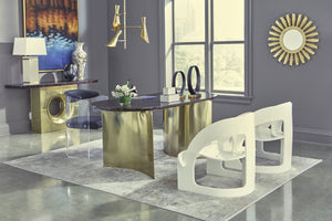 Wildwood Calacatta Glass Vase With Hand-Finished Gold Veining — Sculptural Cream & Gray Centerpiece Accent 21h x 8.25w x 8.25d 301980