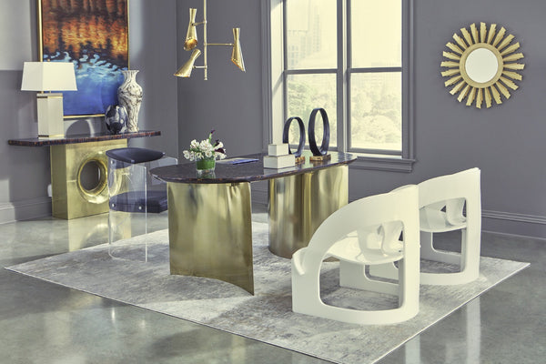 Wildwood Calacatta Glass Vase With Hand-Finished Gold Veining — Sculptural Cream & Gray Centerpiece Accent 21h x 8.25w x 8.25d 301980