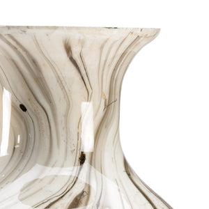Wildwood Calacatta Glass Vase With Hand-Finished Gold Veining — Sculptural Cream & Gray Centerpiece Accent 27.5h x 11w x 11d 301981