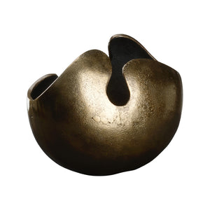 Wildwood Free Form Edge Antique Brass Decorative Bowl 9" H X 11.5" W Sculptural Accent For Tableshelves 301993