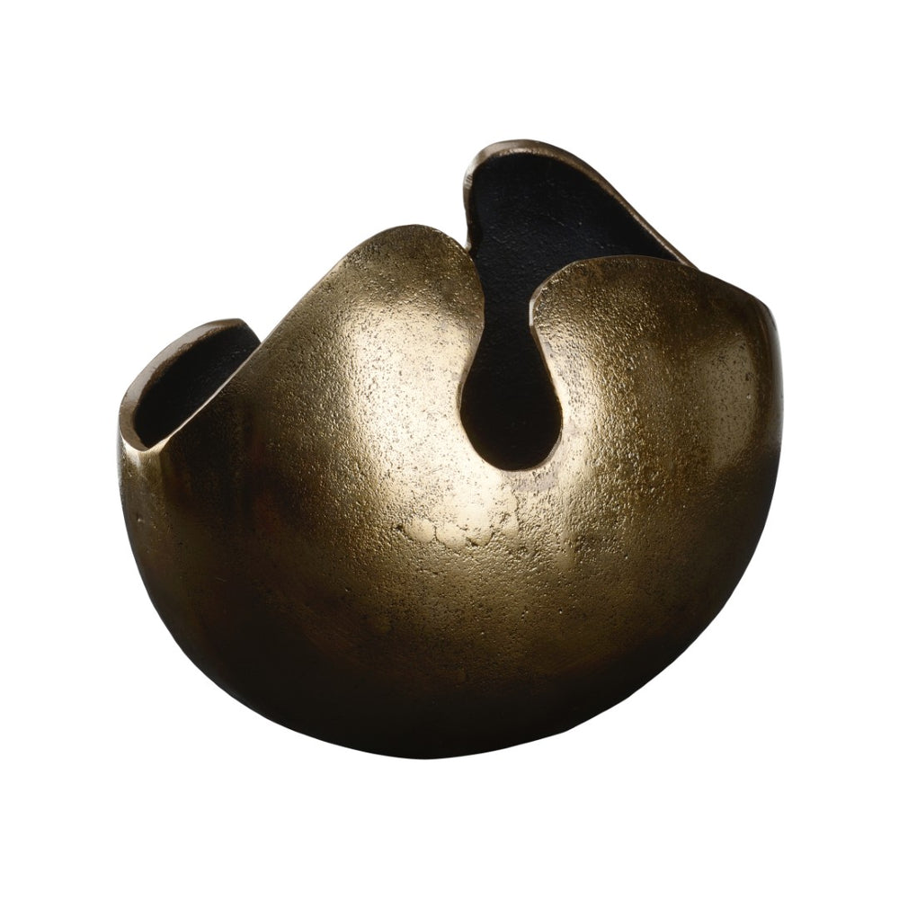 Wildwood Free Form Edge Antique Brass Decorative Bowl 9" H X 11.5" W Sculptural Accent For Tableshelves 301993