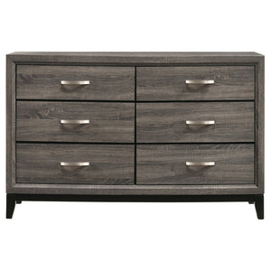 English Elm Cabrillo Two-tone Grey Oak Twin Bedroom Set with Nickel Hardware and Dovetail Storage B062S01687