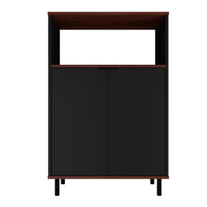 Manhattan Comfort Mosholu Mid-Century Modern Accent Cabinet Black and Nut Brown 301AMC226