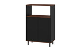 Manhattan Comfort Mosholu Mid-Century Modern Accent Cabinet Black and Nut Brown 301AMC226