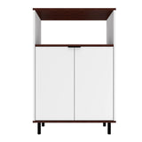 Manhattan Comfort Mosholu Mid-Century Modern Accent Cabinet White and Nut Brown 301AMC227