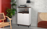 Manhattan Comfort Mosholu Mid-Century Modern Accent Cabinet White and Nut Brown 301AMC227