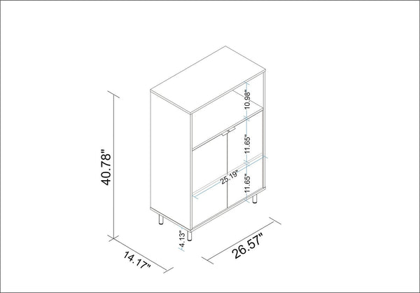 Manhattan Comfort Mosholu Mid-Century Modern Accent Cabinet White and Nut Brown 301AMC227