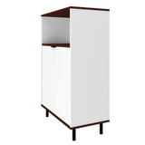 Manhattan Comfort Mosholu Mid-Century Modern Accent Cabinet White and Nut Brown 301AMC227