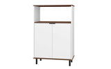 Manhattan Comfort Mosholu Mid-Century Modern Accent Cabinet White and Nut Brown 301AMC227