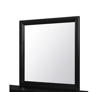 English Elm LUCILLE Large Wall Mirror with Sleek Frame and Rich Finish, Solid Wood Construction, Dresser-Ready Mounting Black 40.98 L x 37.68 W x 2.01 H B201P294789