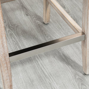 English Elm HOMCOM 26.75" Counter Height Bar Stools Set of 2 with Cushioned Linen Seats & Solid Wood Legs, Light Gray W2225P173998