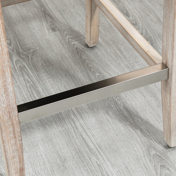 English Elm HOMCOM 26.75" Counter Height Bar Stools Set of 2 with Cushioned Linen Seats & Solid Wood Legs, Light Gray W2225P173998