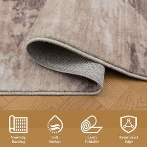 English Elm Crystal Abstract Low Pile Area Rug Modern Graphic Design for Living and Dining Spaces Beige B186P479419