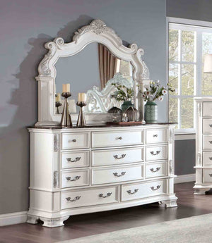 English Elm Luxury Pearl White Dresser Genuine Marble Top Bronze Hardware Dovetail Bedroom Storage B2741P448889