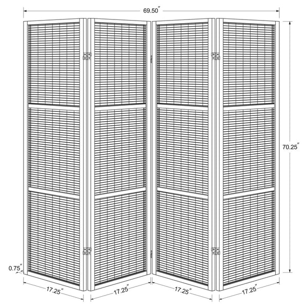 English Elm Kenabi Four Panel Bamboo Folding Screen with Fsc Pine Frame in Walnut Finish B062P440510