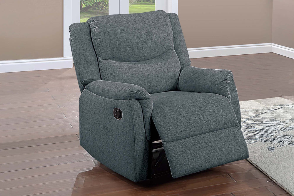 English Elm 1pc Manual Recliner Burlap Fabric Upholstered Padded Armrests Living Room Lounge Chair Dark Gray B011P466439