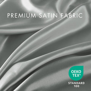 JLA Home Madison Park Essentials - Luxury Satin Sheet Set for Smooth, Skin-Friendly Sleep with Wrinkle-Resistant Finish & OEKO-TEX Safety Grey MPE20-1099