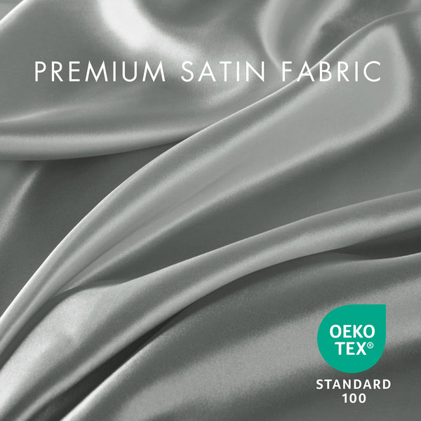 JLA Home Madison Park Essentials - Luxury Satin 6 PC Sheet Set — OEKO-TEX Certified, Wrinkle-Resistant Silky Bedding for Beauty Sleep and Hotel Feel Grey MPE20-770