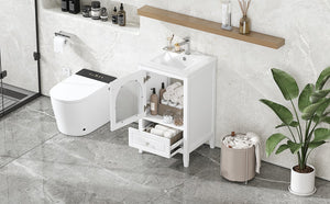 English Elm 20" Modern Bathroom Vanity With Sink, Soft-Close Glass Door, Drawer, Stylish Compact Design N725P185457K