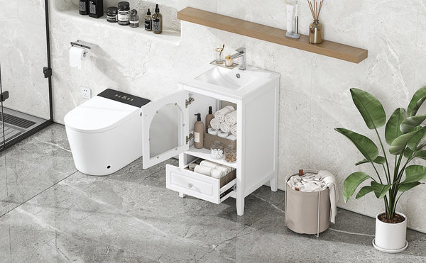 English Elm 20" Modern Bathroom Vanity With Sink, Soft-Close Glass Door, Drawer, Stylish Compact Design N725P185457K