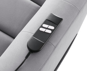 English Elm Freddie Gray Faux Leather Power Lift Recliner Gray with 2 Motors, 180° Lay-Flat, Remote Control B2726P404905