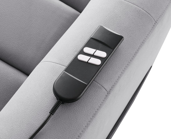 English Elm Freddie Gray Faux Leather Power Lift Recliner Gray with 2 Motors, 180° Lay-Flat, Remote Control B2726P404905