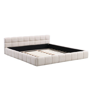 English Elm Elegant Chenille King Bed Geometric Checkerboard Headboard Plush Upholstered Bedroom N769P339029K